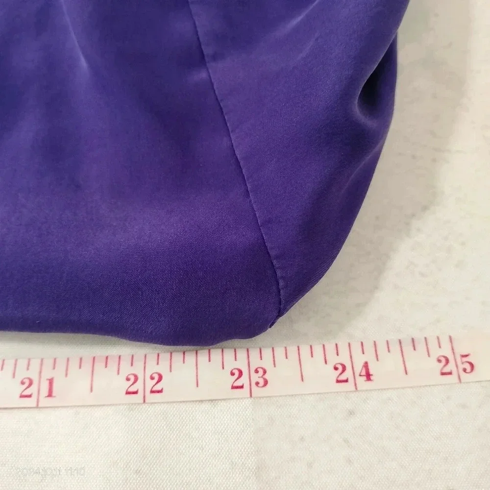Kate Spade Saturday Sz Small Women Purple Top Long Sleeves Round Neck Hi Lo Hem